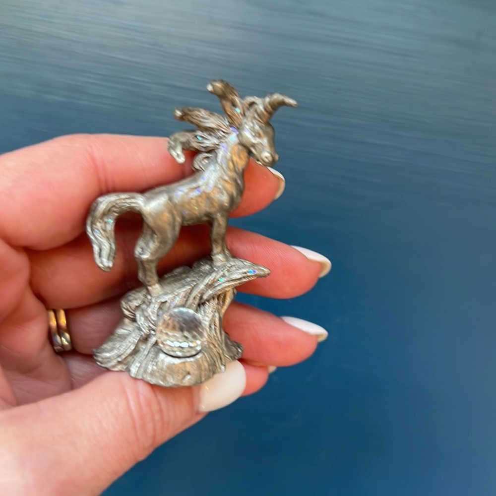 Pewter Unicorn with Crystal Ball